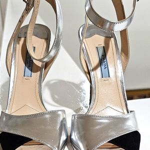 Prada Women's Silver and Black Heels